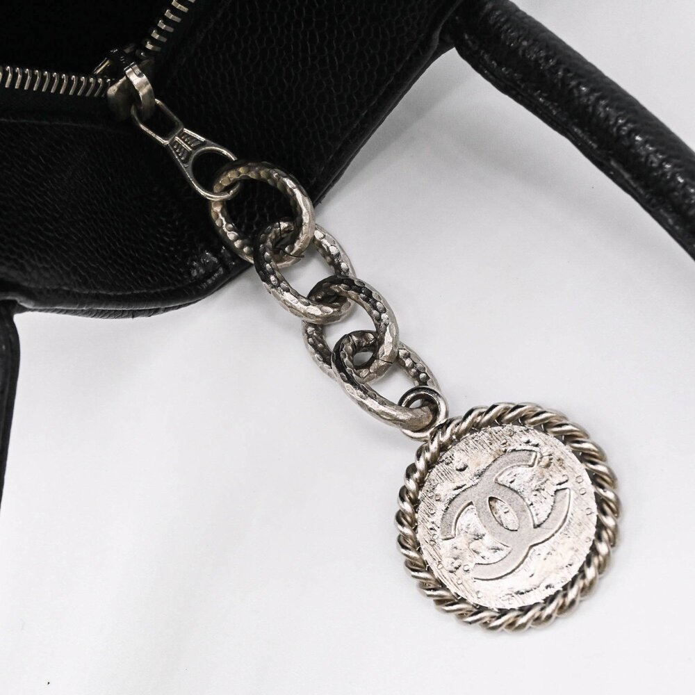 CHANEL Black Caviar Leather Logo Tote Bag - Picture 7 of 15